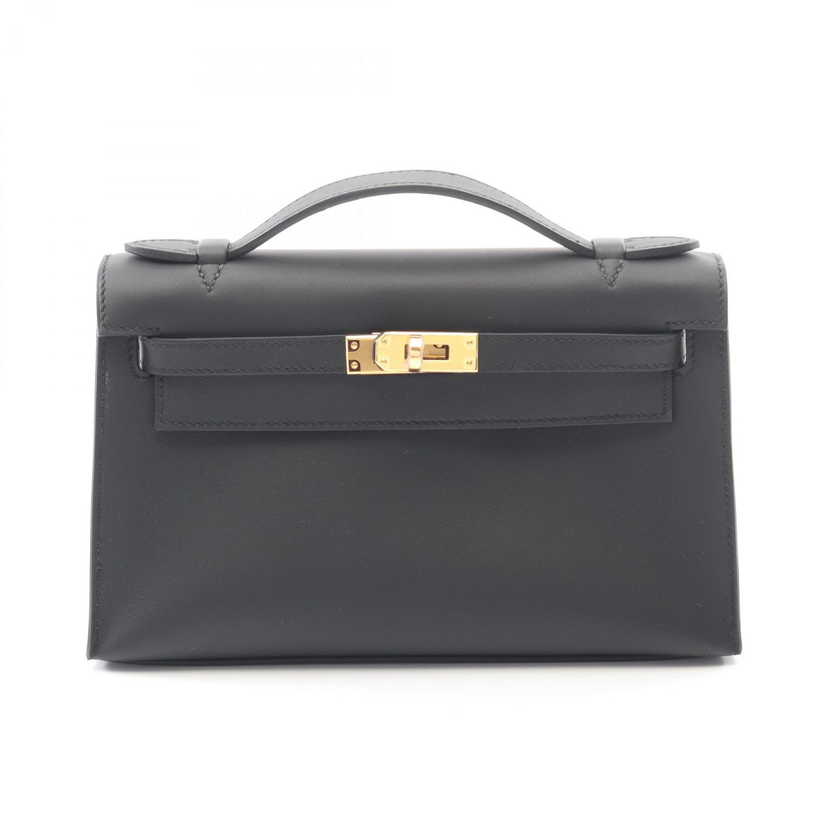 HERMES Mini Pochette Kelly Veau Bag Black