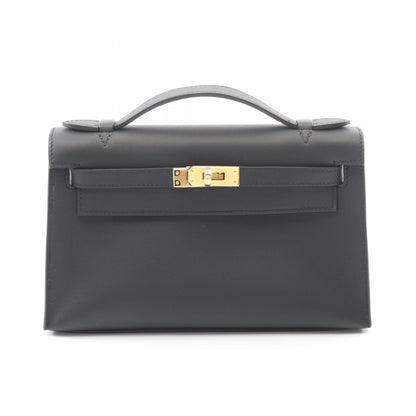HERMES Mini Pochette Kelly Veau Bag Black