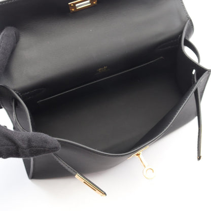 HERMES Mini Pochette Kelly Veau Bag Black