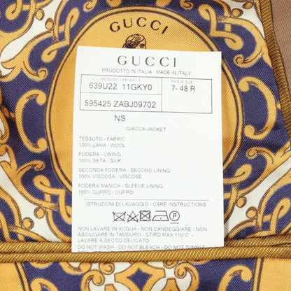 GUCCI Wool Tailored Blazer Brown Size 7-48R