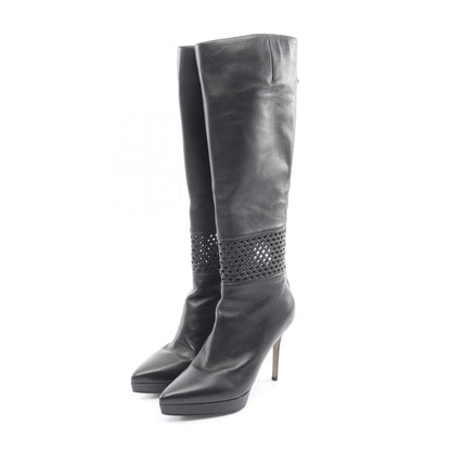 Sergio Rossi Black Leather Long Boots Size 38