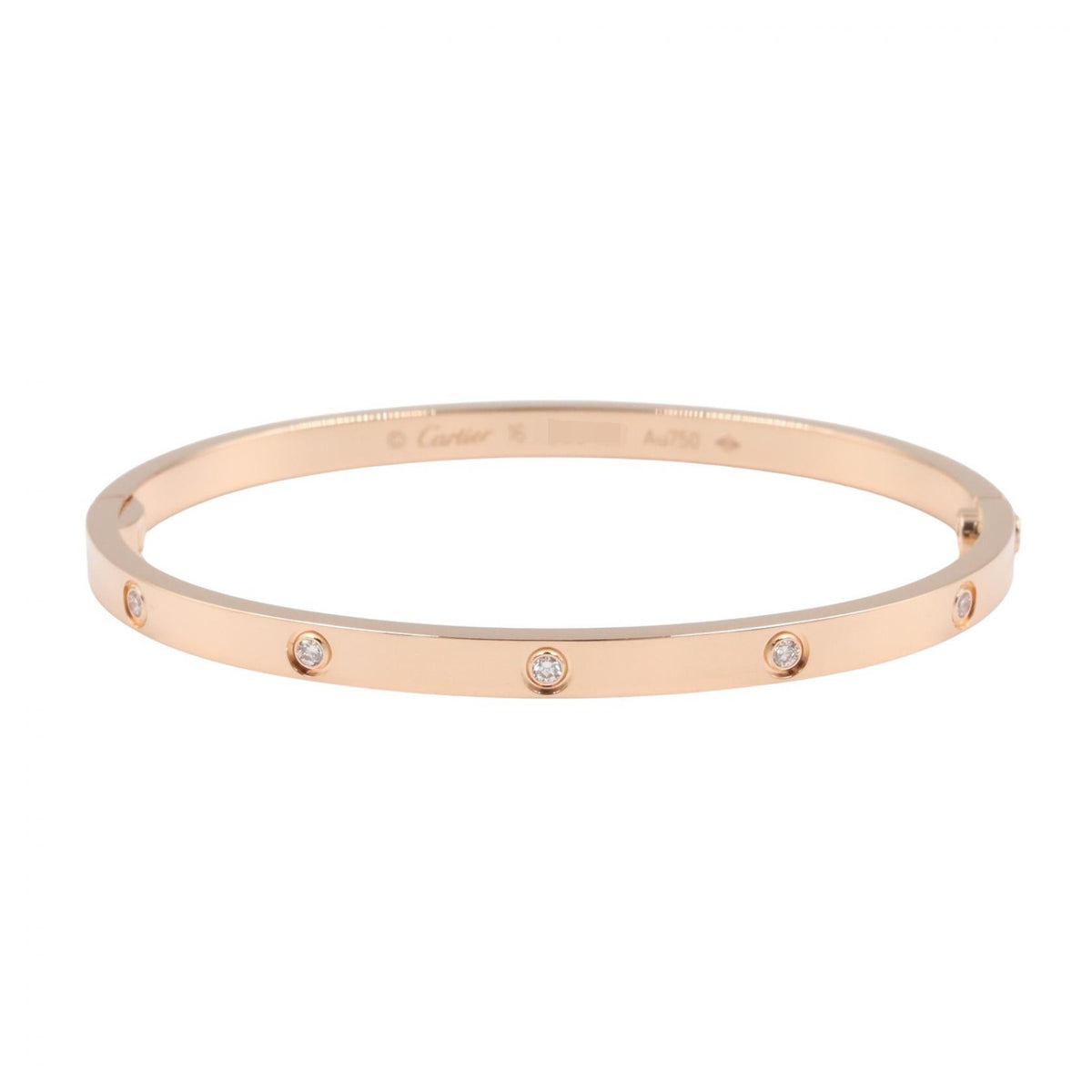 CARTIER Love Bracelet Small 10PD Pink Gold Diamond Size 16