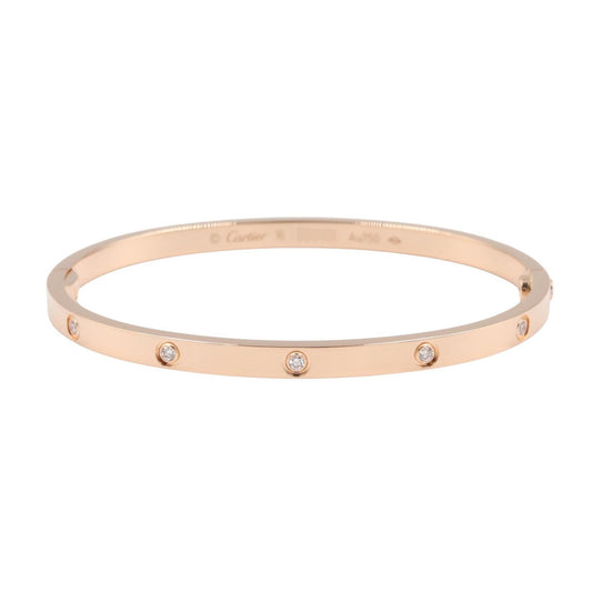 CARTIER Love Bracelet Small 10PD Pink Gold Diamond Size 16