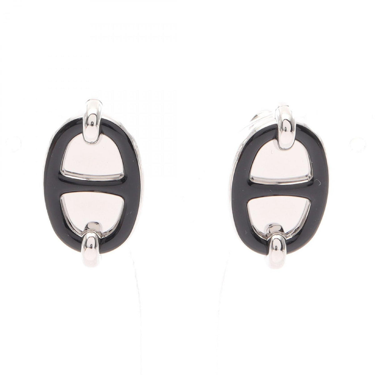 HERMES Mini Maillon Silver Earrings