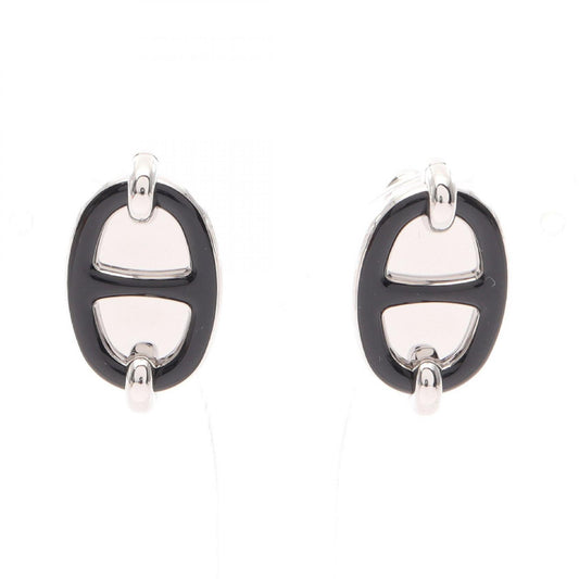 HERMES Mini Maillon Silver Earrings