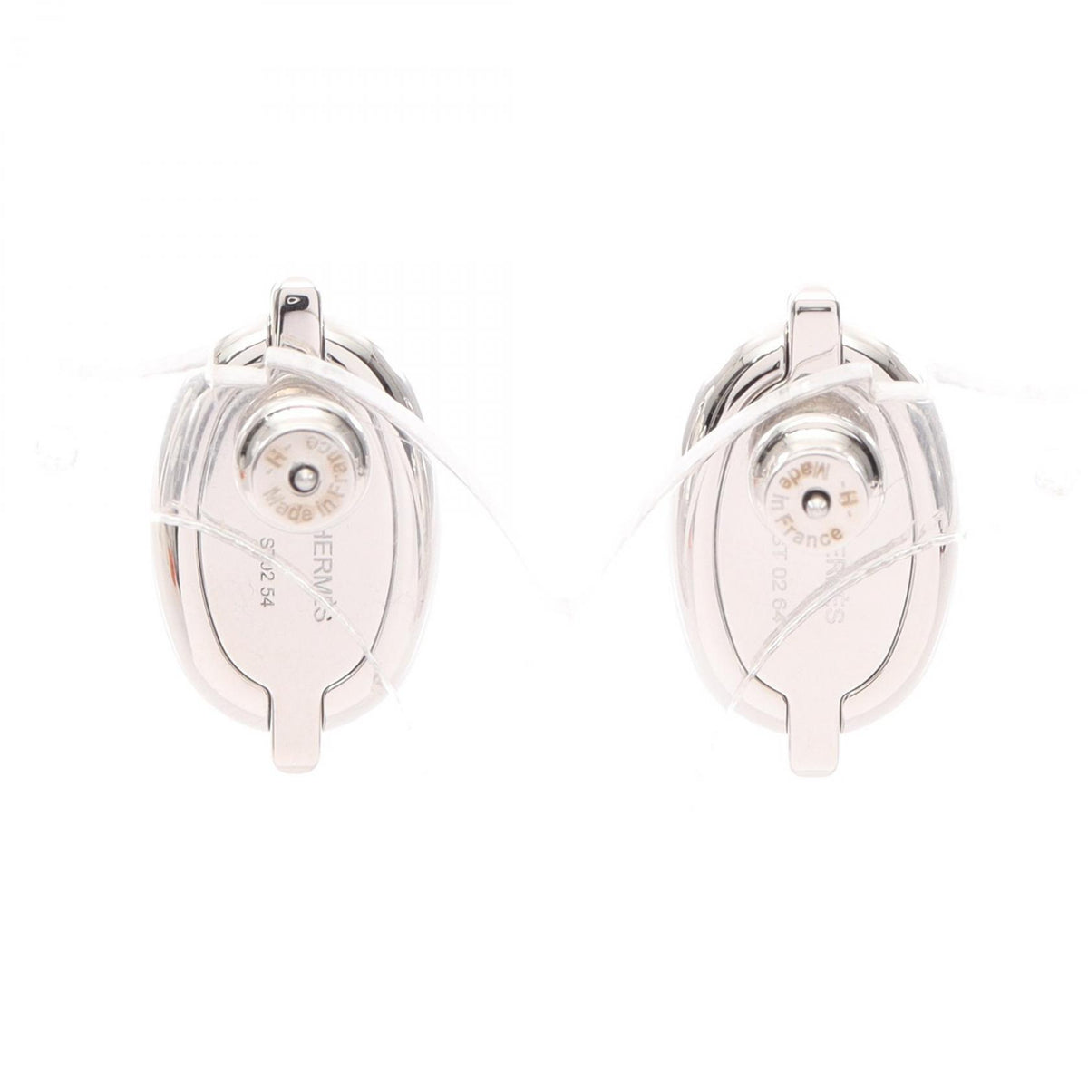 HERMES Mini Maillon Silver Earrings