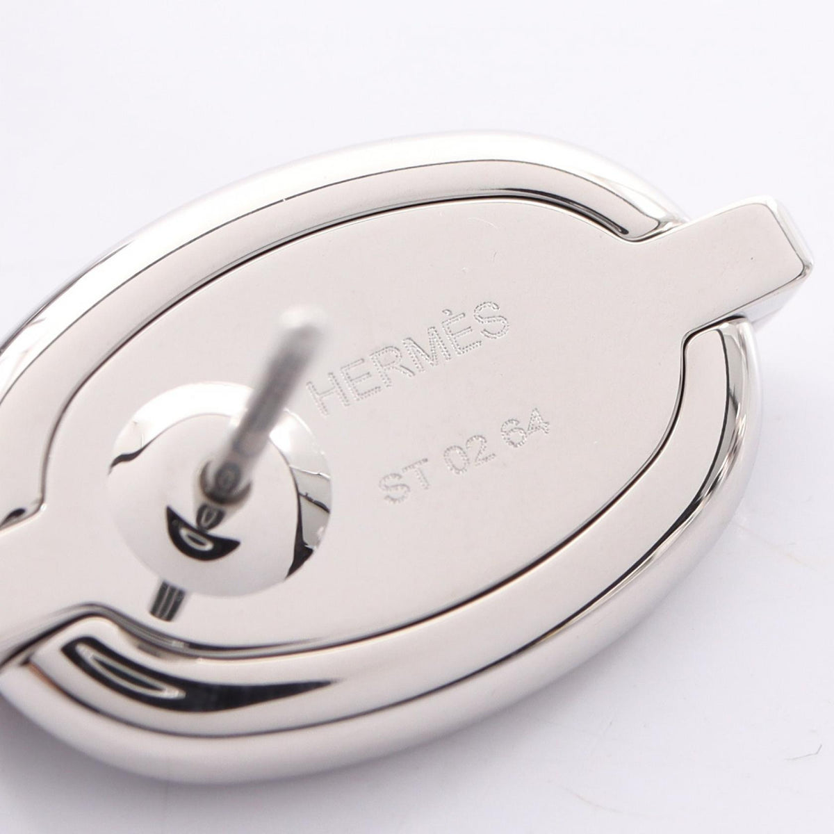 HERMES Mini Maillon Silver Earrings