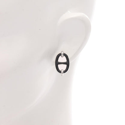 HERMES Mini Maillon Silver Earrings