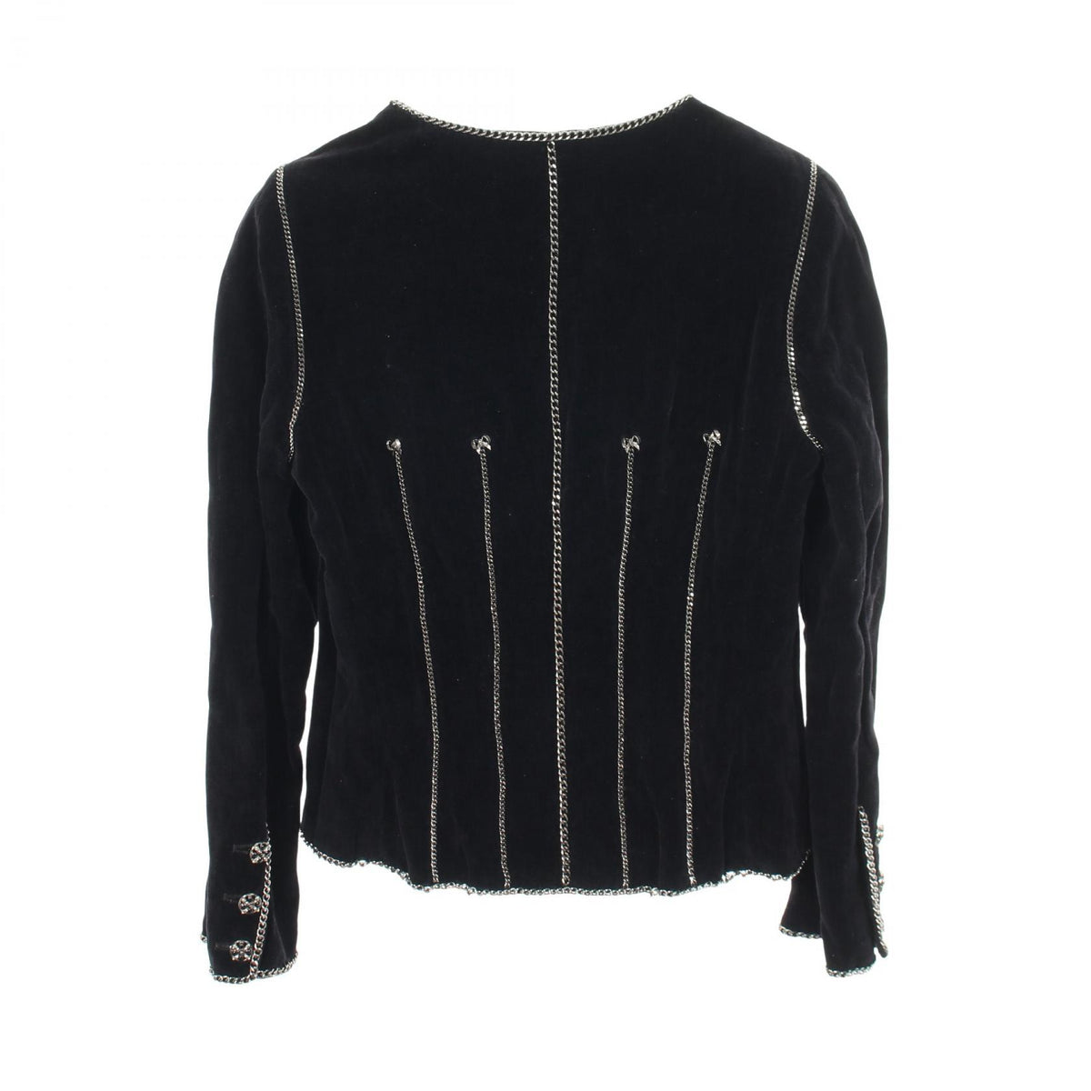 CHANEL Coco Mark Button Chain Cotton Jacket Size 38