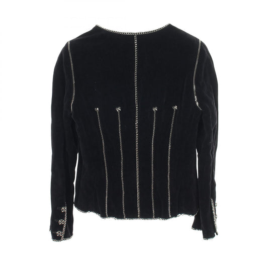 CHANEL Coco Mark Button Chain Cotton Jacket Size 38