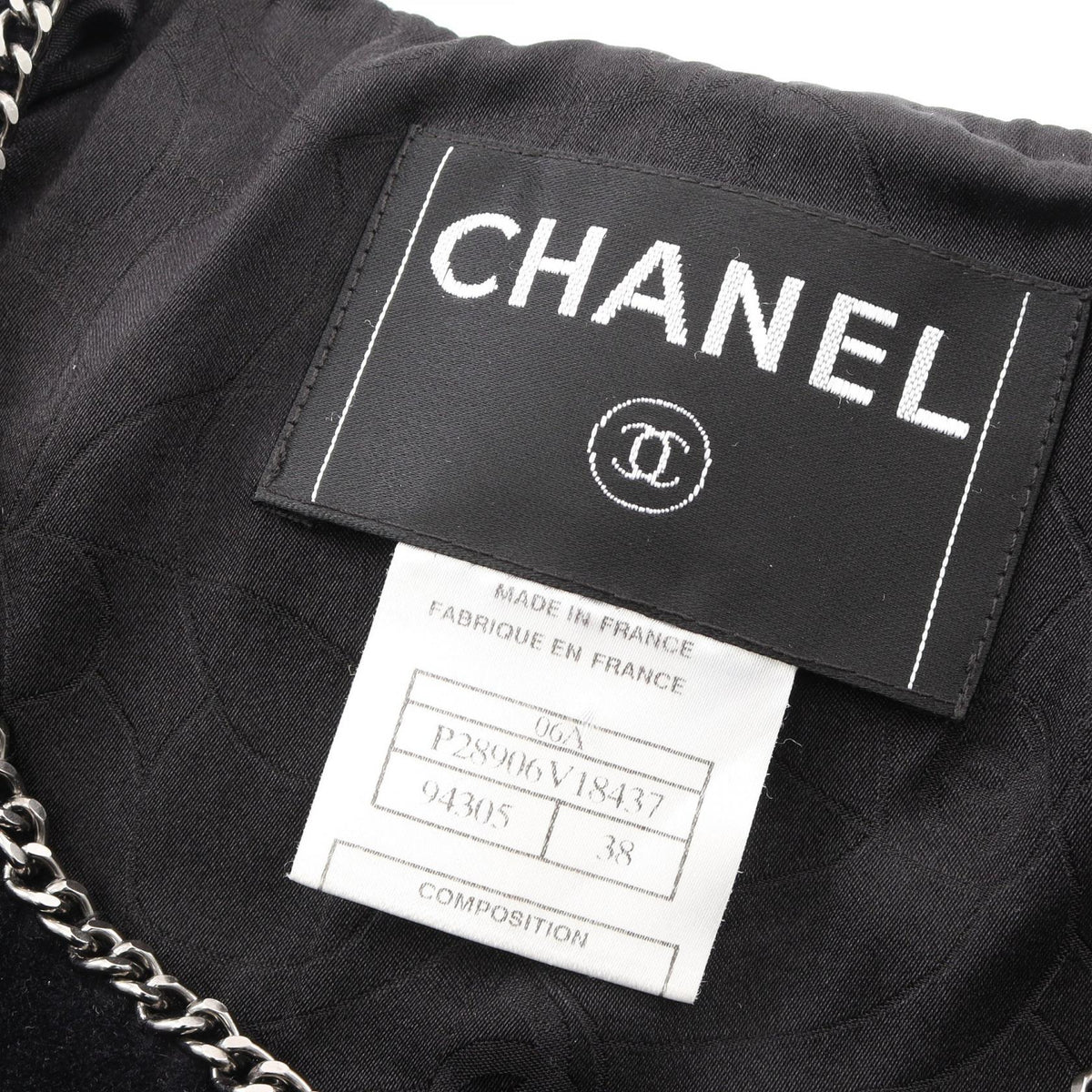 CHANEL Coco Mark Button Chain Cotton Jacket Size 38