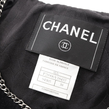 CHANEL Coco Mark Button Chain Cotton Jacket Size 38