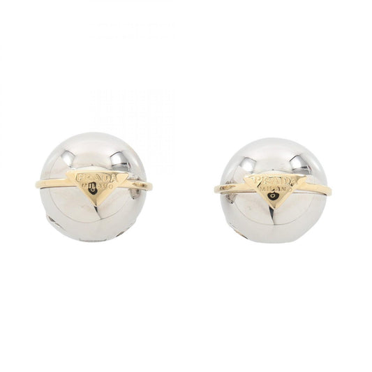 PRADA Triangle Logo Gold Earrings Silver