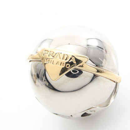 PRADA Triangle Logo Gold Earrings Silver