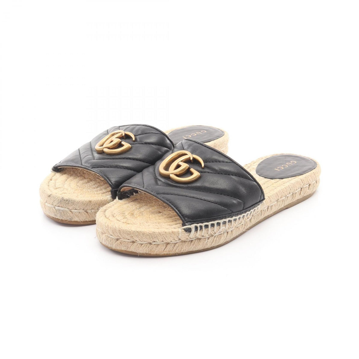 GUCCI GG Marmont Black Leather Espadrille Sandals Size 35
