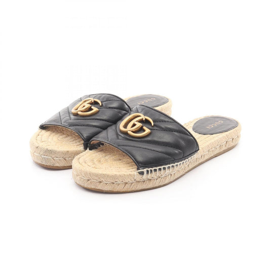 GUCCI GG Marmont Black Leather Espadrille Sandals Size 35