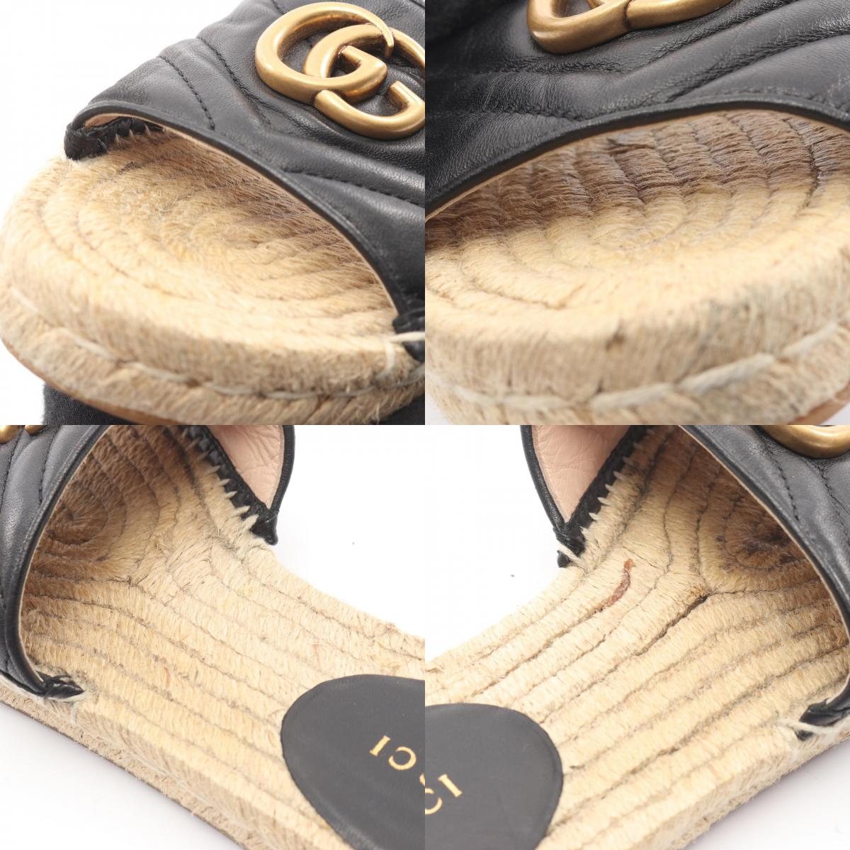 GUCCI GG Marmont Black Leather Espadrille Sandals Size 35