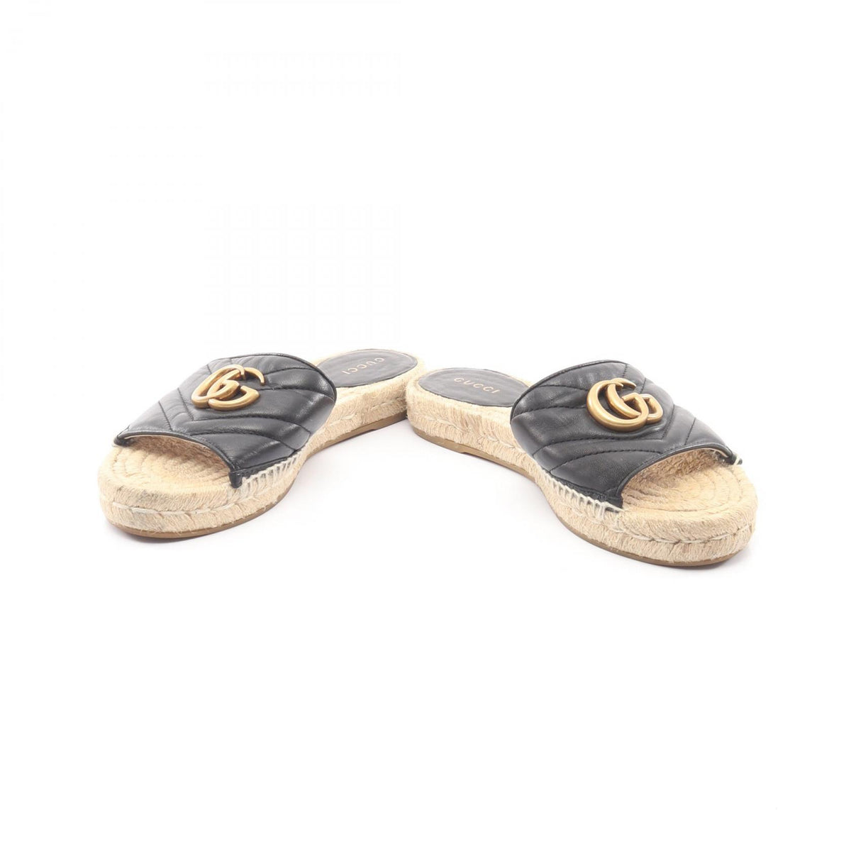 GUCCI GG Marmont Black Leather Espadrille Sandals Size 35