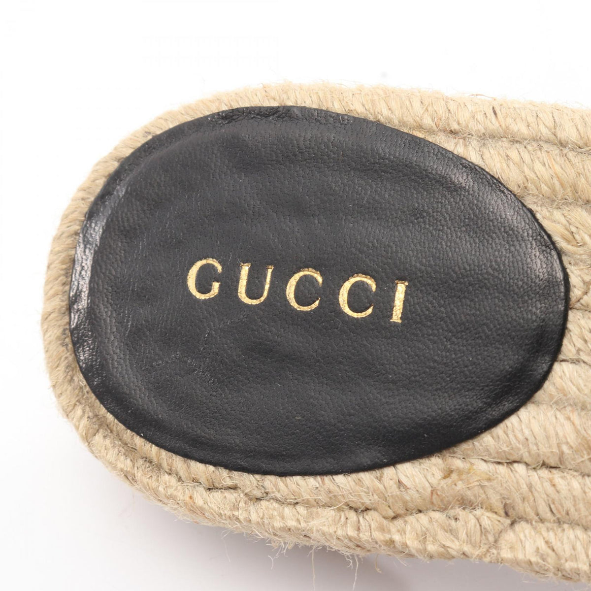 GUCCI GG Marmont Black Leather Espadrille Sandals Size 35