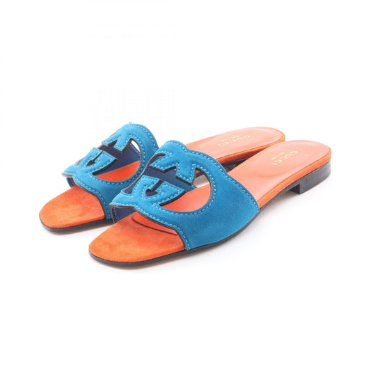 GUCCI Interlocking G Suede Sandals Blue Size 35