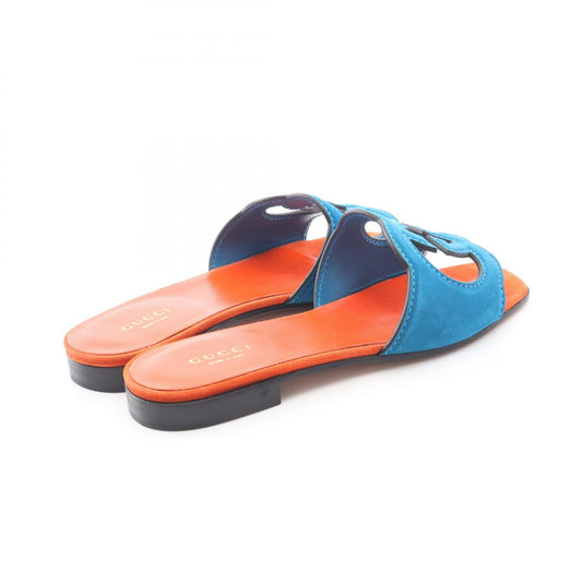 GUCCI Interlocking G Suede Sandals Blue Size 35