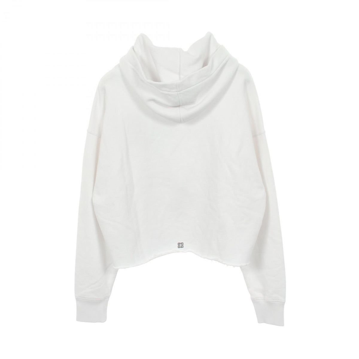 GIVENCHY Logo Print Cut-off Cropped Hoodie White Size M