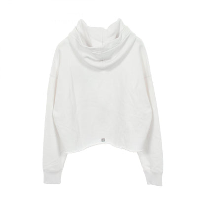 GIVENCHY Logo Print Cut-off Cropped Hoodie White Size M
