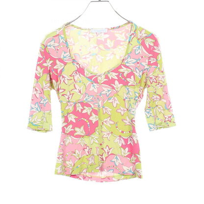 Emilio Pucci Allover Print V-Neck Rayon Top Size XS