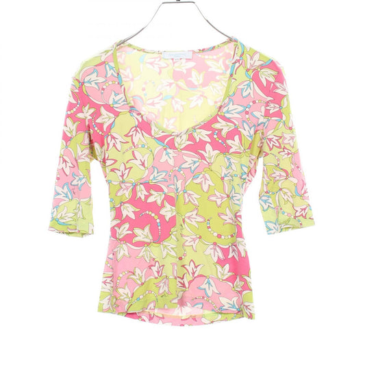Emilio Pucci Allover Print V-Neck Rayon Top Size XS