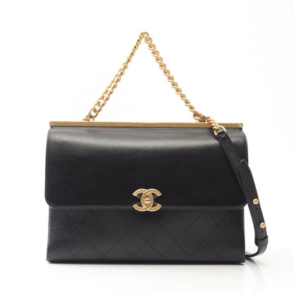CHANEL Matelassé 2-Way Black Shoulder Bag