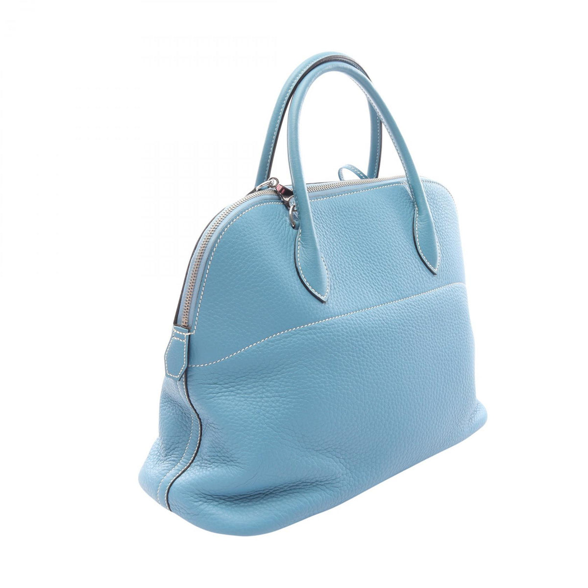 HERMES Bolide 35 Blue Jean Leather Handbag