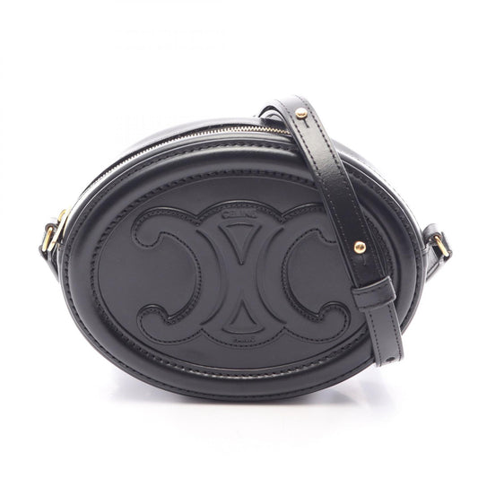 CELINE Triomphe Cuir Oval Purse Bag Black