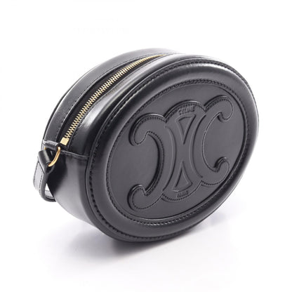 CELINE Triomphe Cuir Oval Purse Bag Black