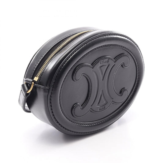 CELINE Triomphe Cuir Oval Purse Bag Black