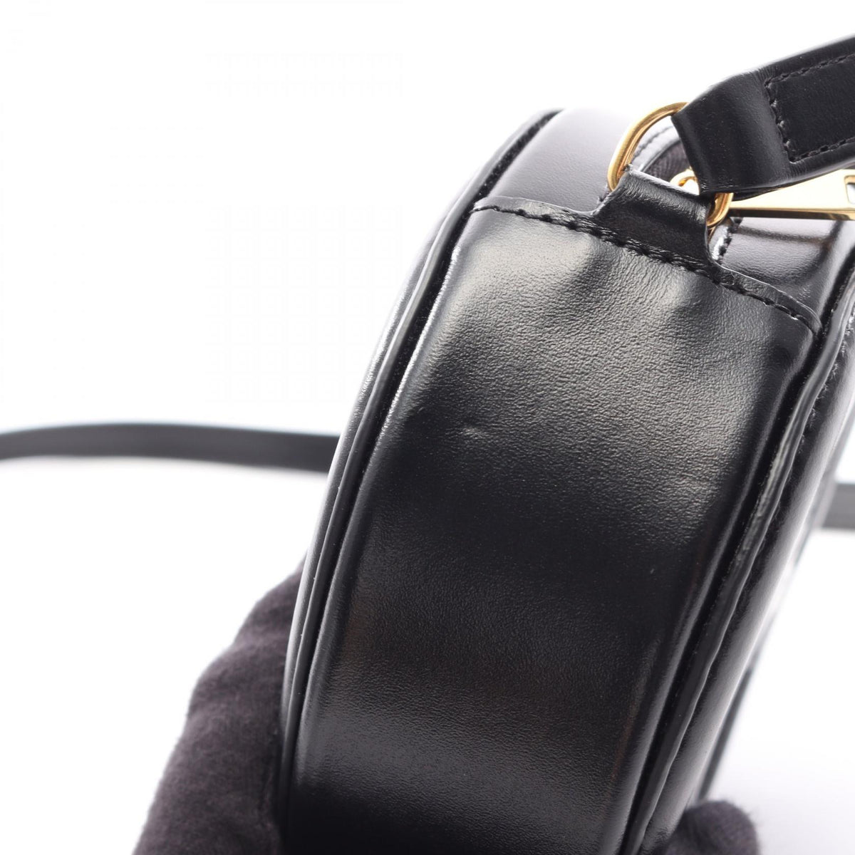 CELINE Triomphe Cuir Oval Purse Bag Black