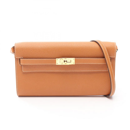 HERMES Kelly Long To Go Veau Bag, Brown