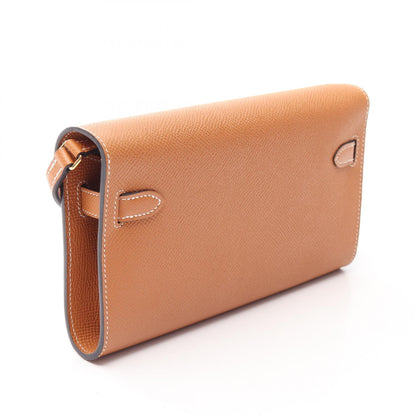 HERMES Kelly Long To Go Veau Bag, Brown