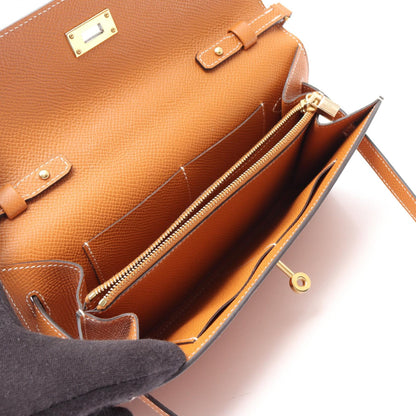 HERMES Kelly Long To Go Veau Bag, Brown