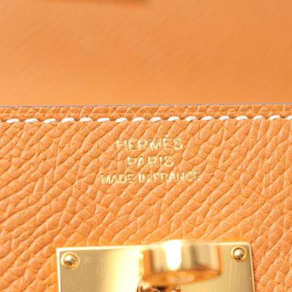 HERMES Kelly Long To Go Veau Bag, Brown