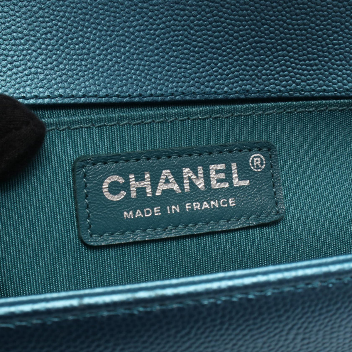 CHANEL Boy Chanel Metallic Caviar Bag Blue