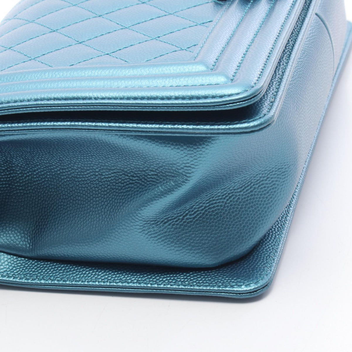 CHANEL Boy Chanel Metallic Caviar Bag Blue