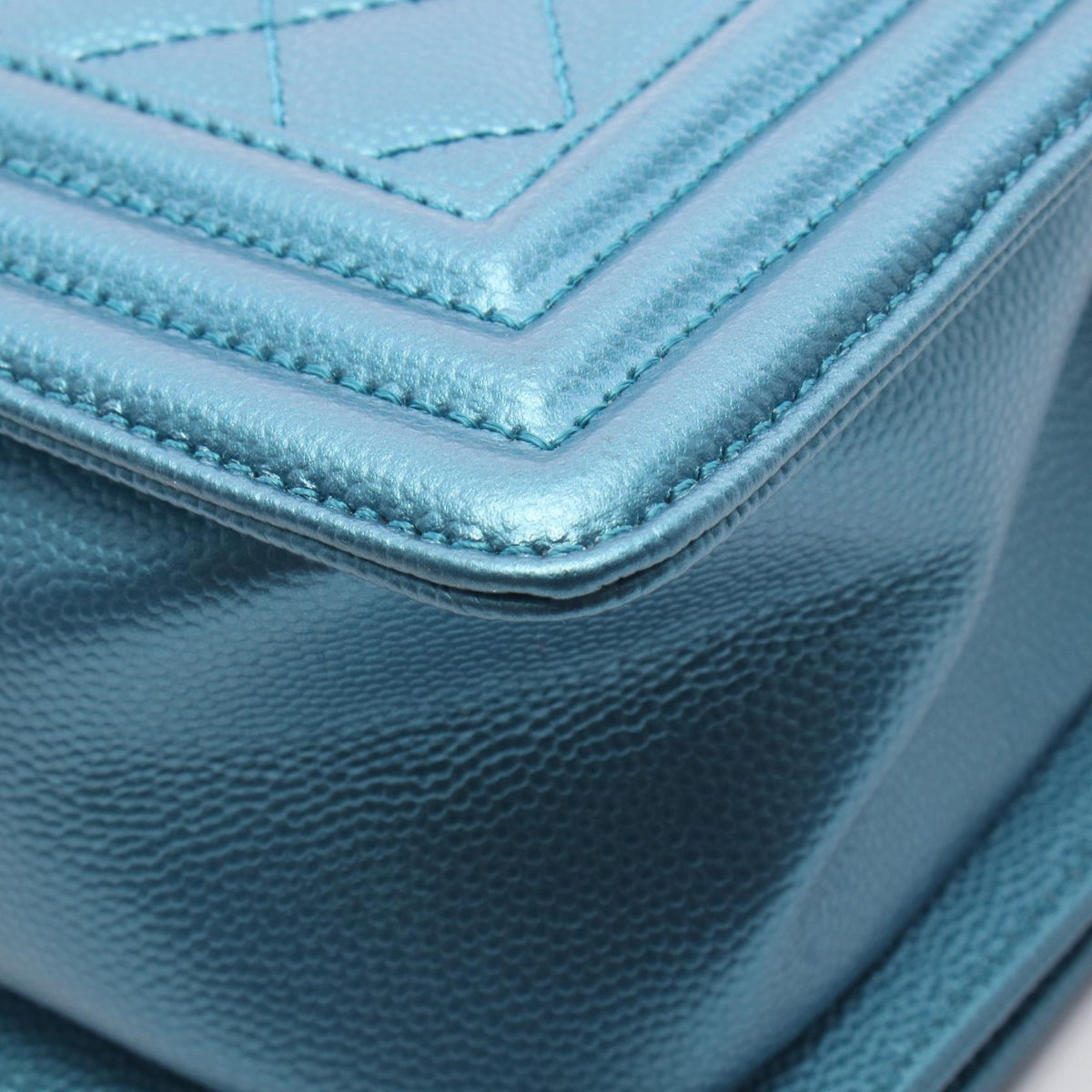 CHANEL Boy Chanel Metallic Caviar Bag Blue