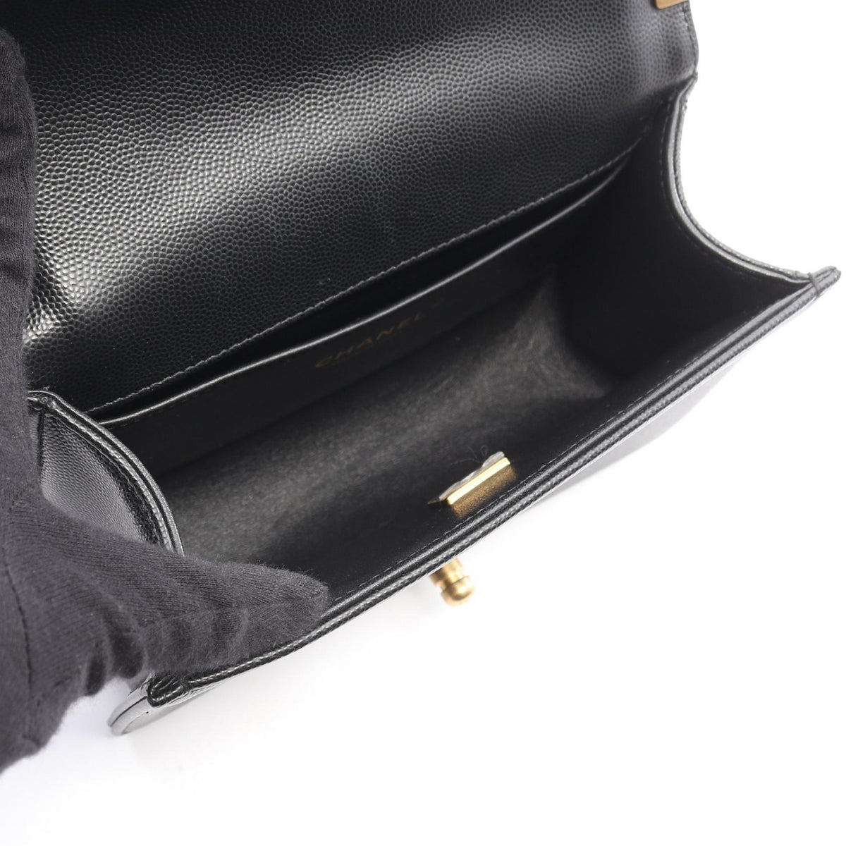 CHANEL Boy Chanel Small Caviar Bag Black