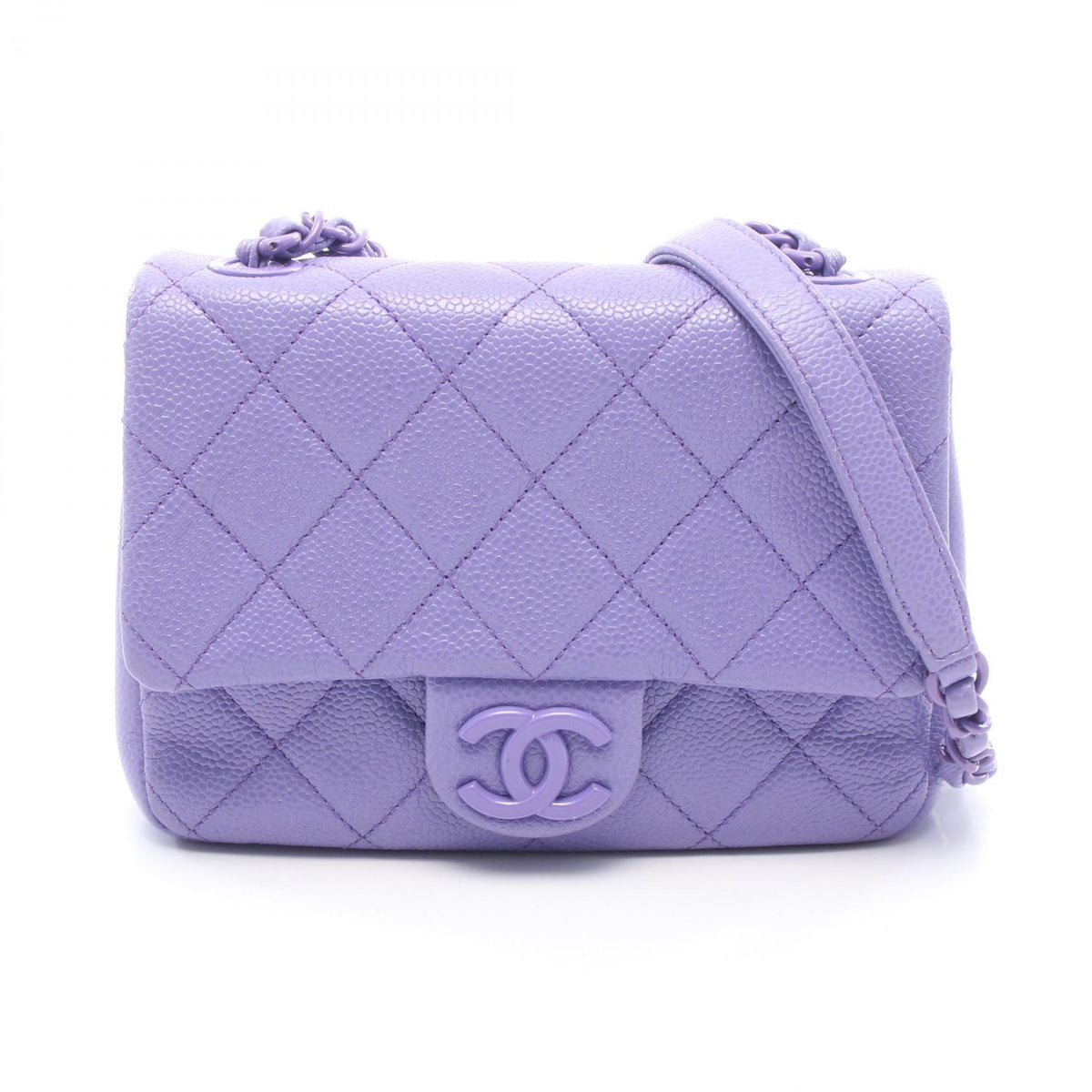 CHANEL Purple Mini Matelasse Shoulder Bag