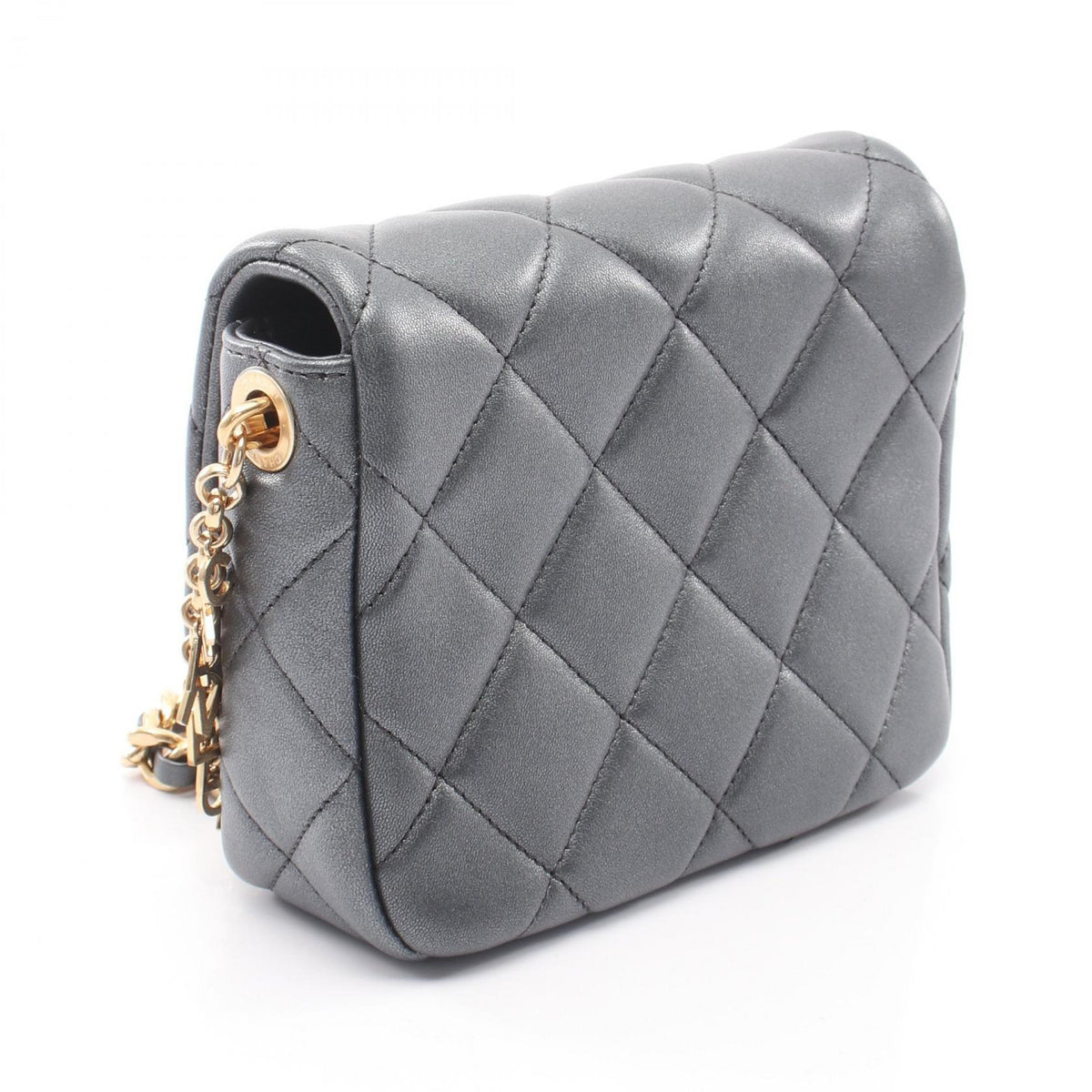 CHANEL Gray Lambskin Mini Shoulder Bag