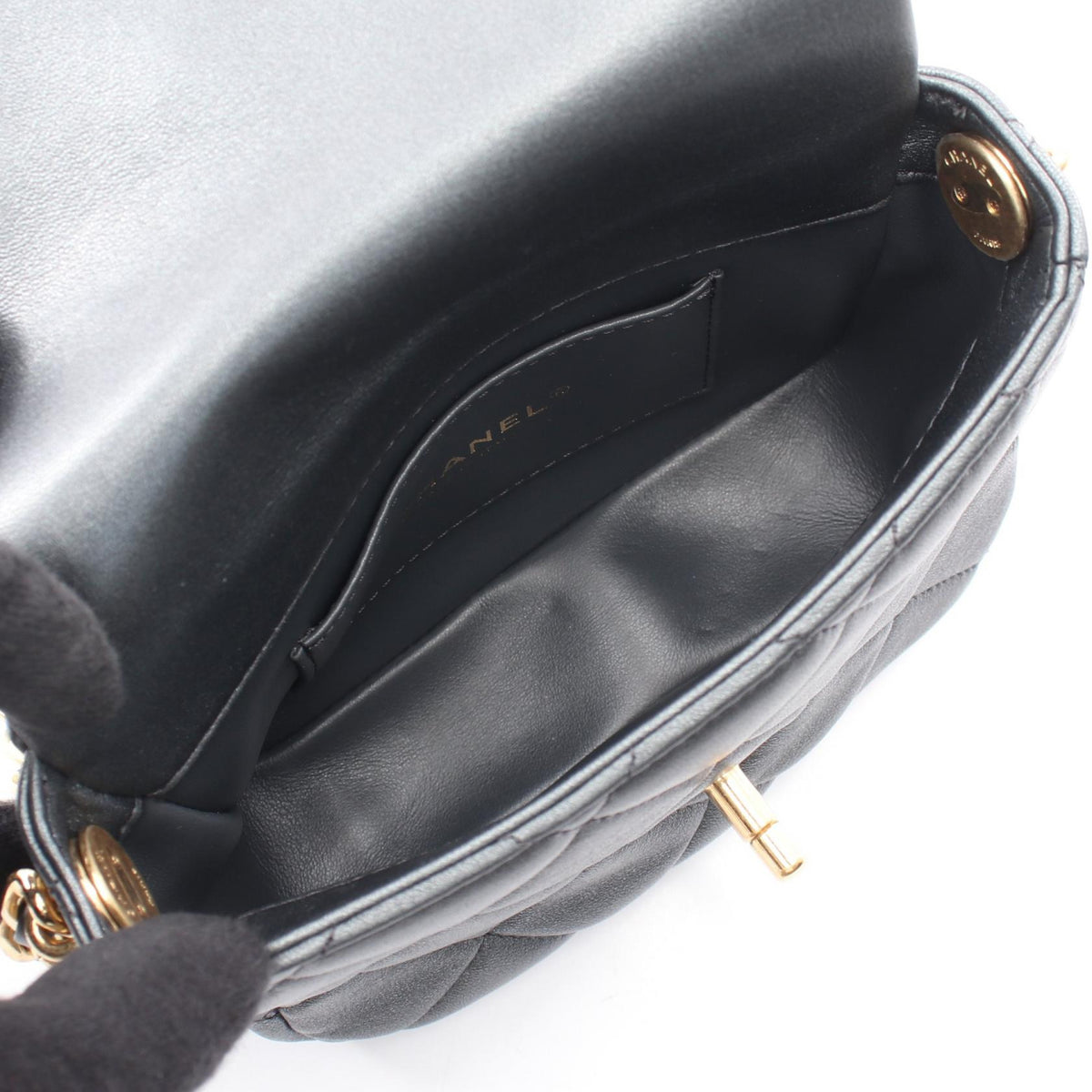 CHANEL Gray Lambskin Mini Shoulder Bag