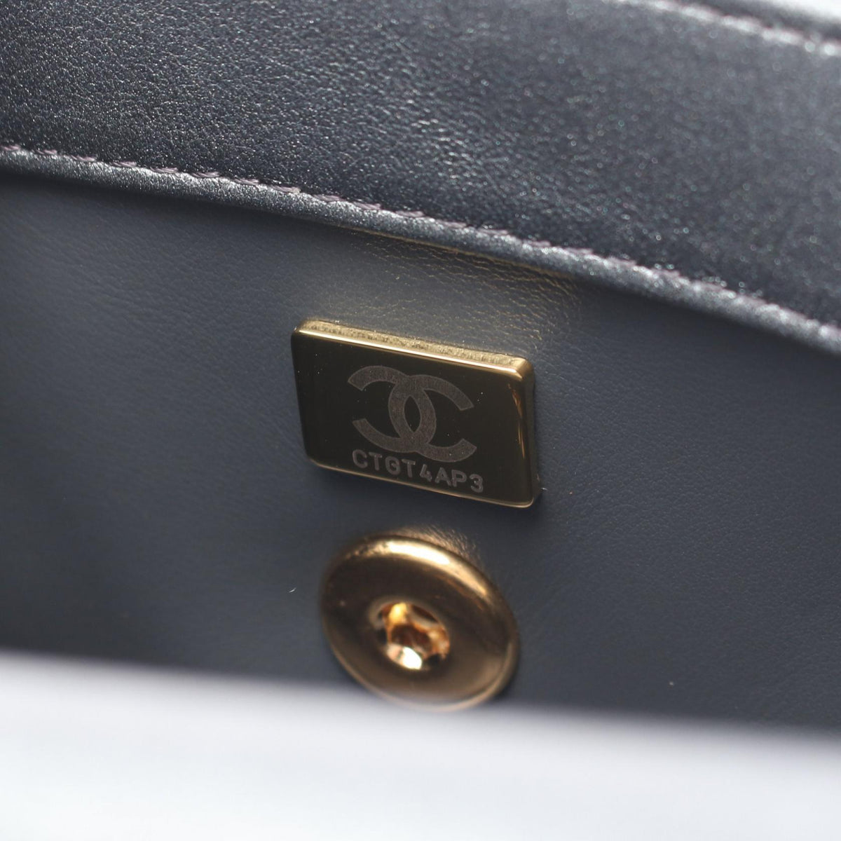 CHANEL Gray Lambskin Mini Shoulder Bag