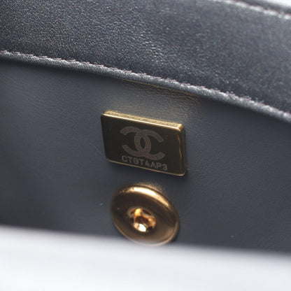 CHANEL Gray Lambskin Mini Shoulder Bag