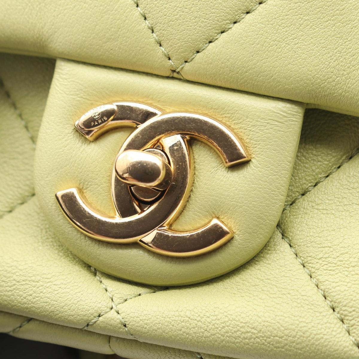 CHANEL Mini Matelasse Top Handle Bag Green