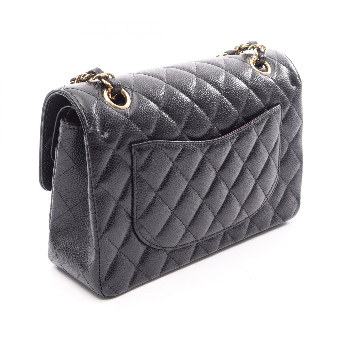 CHANEL Matelasse W Flap Calfskin Bag Black